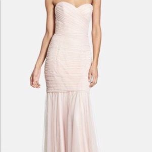 Amsale blush chiffon/ tulle bridesmaid dress